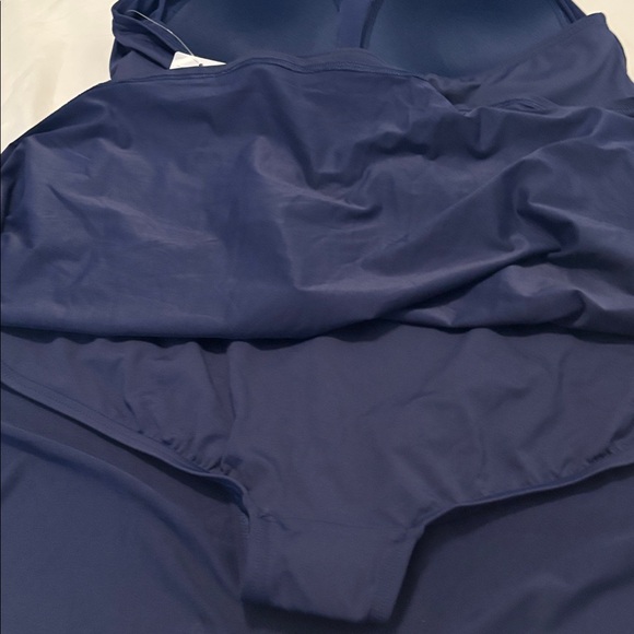 Land’s End Navy Square Neck Halter Swim Dress Swimsuit SZ 2X plus size vacay NWT - Picture 11 of 13